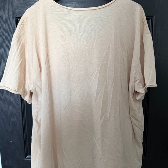 Womens Zenana Oversized Pocket Tee Shirt Cream Small - Picture 3 of 3